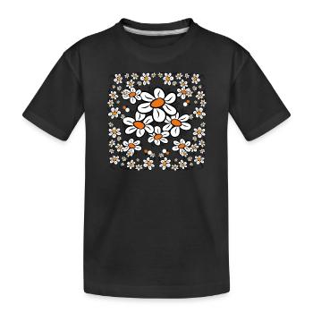 Prairie fleurie avec marguerites, marguerites, fleurs - T-shirt bio Premium Enfant - noir - Devant