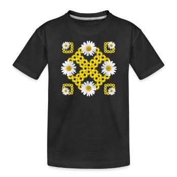 Marguerites, tournesols, fleur de marguerite florale - T-shirt bio Premium Enfant - noir - Devant