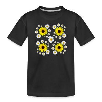 Marguerites, tournesols, fleur de marguerite florale - T-shirt bio Premium Enfant - noir - Devant