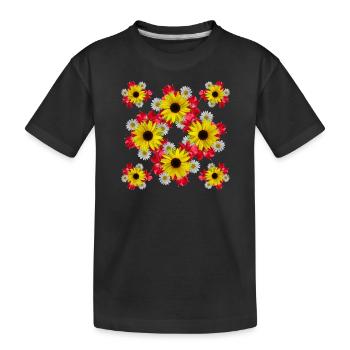Sonnenblumen Blüte rote Blume blumig Margeriten - Kinder Premium Bio T-Shirt - Schwarz - Vorne