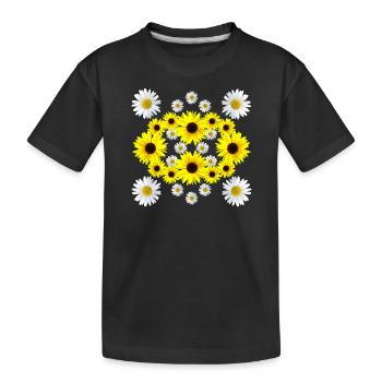 Tournesol, Fleur, Fleur, Marguerites, Floral, Marguerites - T-shirt bio Premium Enfant - noir - Devant