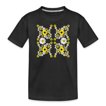 fleurs de marguerites et tournesols floraux - T-shirt bio Premium Enfant - noir - Devant