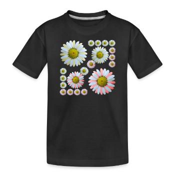 florales Blumenmuster Margeriten Blume Blumenranke - Kinder Premium Bio T-Shirt - Schwarz - Vorne