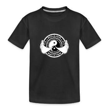 Yin Yang Mantarochen - Kinder Premium Bio T-Shirt - Schwarz - Vorne