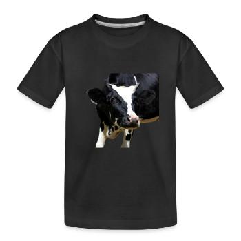 lustige Kuh Kuhkopf Geschenk Bauern Landwirte - Kinder Premium Bio T-Shirt - Schwarz - Vorne