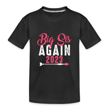 Big Sister Again 2023 - Grossesse Bébé - T-shirt bio Premium Enfant - noir - Devant
