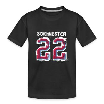 Große Schwester 2022 Baby Schwangerschaft Tochter - Kinder Premium Bio T-Shirt - Schwarz - Vorne