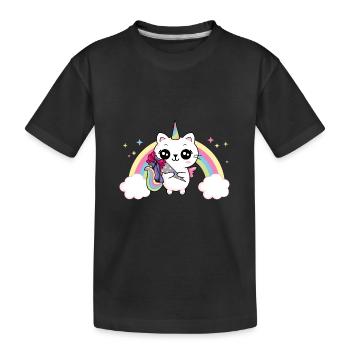 Grundschule Einschulung 1. Klasse Katze Schüler - Kinder Premium Bio T-Shirt - Schwarz - Vorne