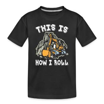 Voici comment je roule l’excavatrice - T-shirt bio Premium Enfant - noir - Devant