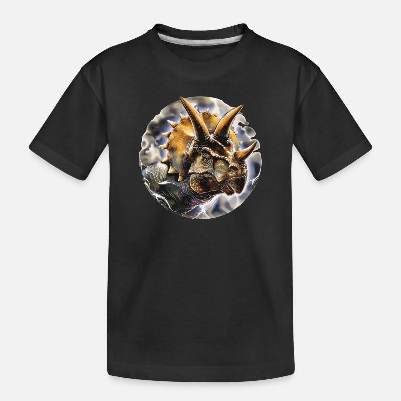 Triceratops Dinosaurier - Kinder Premium Bio T-Shirt - Schwarz