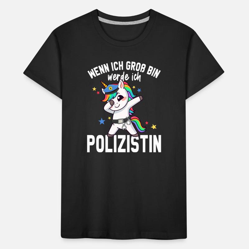 Wenn ich gross bin werde ich Polizistin Einhorn Kinder Premium Bio T-Shirt