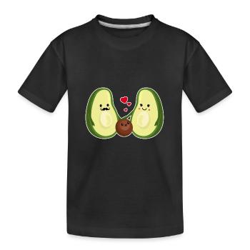 Baby Avocado mit Eltern Kind Familie Liebe - Kinder Premium Bio T-Shirt - Schwarz - Vorne