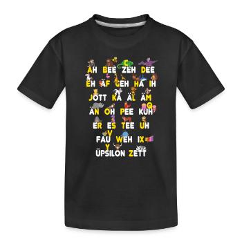 ABC Tiere Dinge - Kinder Premium Bio T-Shirt - Schwarz - Vorne