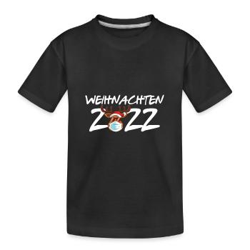 Weihnachten 2022 - Weihnachtsshirt Rentier Maske - Kinder Premium Bio T-Shirt - Schwarz - Vorne