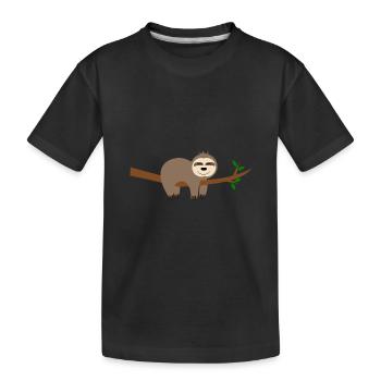 Faultier - Kinder Premium Bio T-Shirt - Schwarz - Vorne