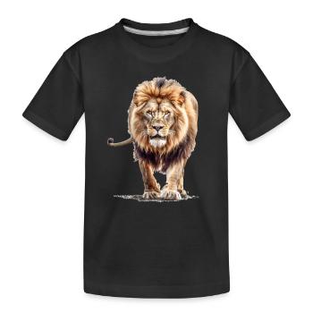 Löwe - Kinder Premium Bio T-Shirt - Schwarz - Vorne