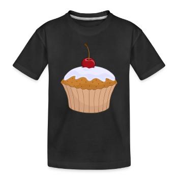 cupcake muffin cake kuchen backen bakery67 - Kinder Premium Bio T-Shirt - Schwarz - Vorne