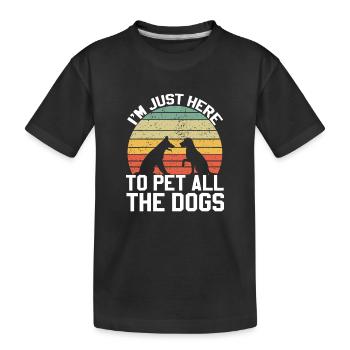 Vintage Je suis juste là pour caresser tous les chiens - T-shirt bio Premium Enfant - noir - Devant