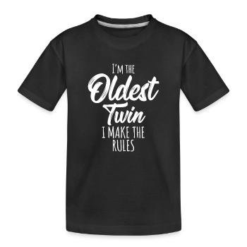 Zwillinge Passend, Geburtstag Geschwister Ältester Zwilling - Kinder Premium Bio T-Shirt - Schwarz - Vorne