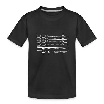 Vatertag Angeln Flagge Fischer Ruten Angeln - Kinder Premium Bio T-Shirt - Schwarz - Vorne