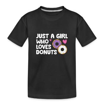Nur ein Mädchen, das Donuts liebt Donut Essen Donut - Kinder Premium Bio T-Shirt - Schwarz - Vorne