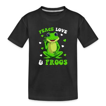 Peace Love Frogs Lover Frog Kids Girls Women - T-shirt bio Premium Enfant - noir - Devant