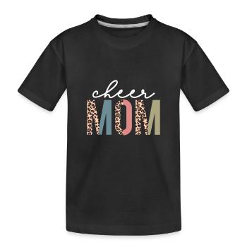 Cheer Mom Leopard Cheerleader Bleached Mothers Day - Kids' Premium Organic T-Shirt - black - Front