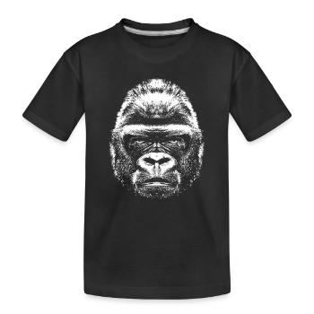 Gorilla - Kopf - Kinder Premium Bio T-Shirt - Schwarz - Vorne