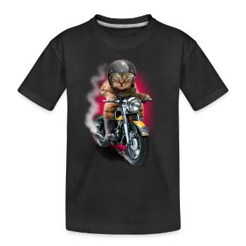 CAT RIDER - Kids' Premium Organic T-Shirt - black - Front