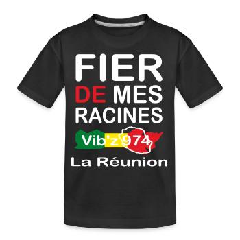 Fier de mes origines 974 - T-shirt bio Premium Enfant - noir - Devant