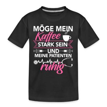 Chemise Infirmière · Soins · Café dur - T-shirt bio Premium Enfant - noir - Devant