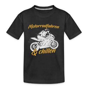 Motorrad Shirt · Superbike · Biker · Chillen - Kinder Premium Bio T-Shirt - Schwarz - Vorne