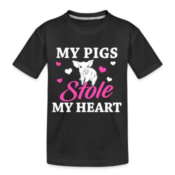 Farmer Shirt · Agriculture · Pigs Heart - Kids' Premium Organic T-Shirt - black - Front