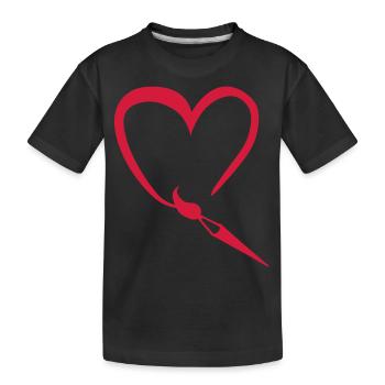 Paintbrush heart coeur heart love paint retro dra - Kids' Premium Organic T-Shirt - black - Front