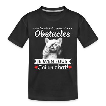 Vie est pleine d'obstacles m'en fous j'ai un chat - T-shirt bio Premium Enfant - noir - Devant