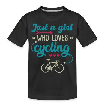 Mädchen, das das Radfahren liebt Geschenk Frau und Fahrrad - Kinder Premium Bio T-Shirt - Schwarz - Vorne