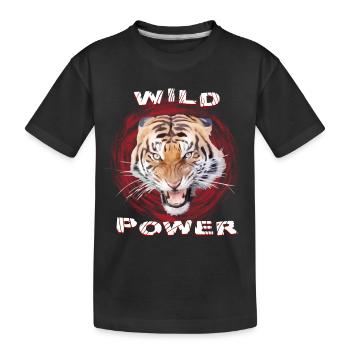 Tigre sauvage - Sifflement - Nature sauvage - Puissance sauvage - T-shirt bio Premium Enfant - noir - Devant