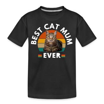 BEST CAT MUM EVER - Kids' Premium Organic T-Shirt - black - Front
