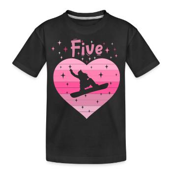 5. Geburstag Snowboard Skiurlaub Mädchen Tochter - Kinder Premium Bio T-Shirt - Schwarz - Vorne