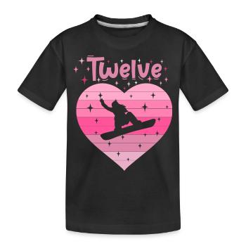 12. Geburstag Snowboard Skiurlaub Mädchen Tochter - Kinder Premium Bio T-Shirt - Schwarz - Vorne