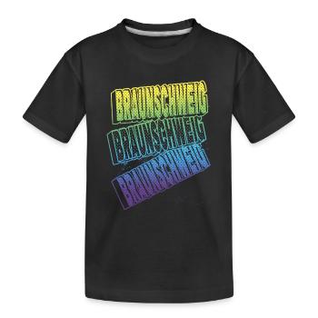 Braunschweig Germany City Font Skyline - Kids' Premium Organic T-Shirt - black - Front