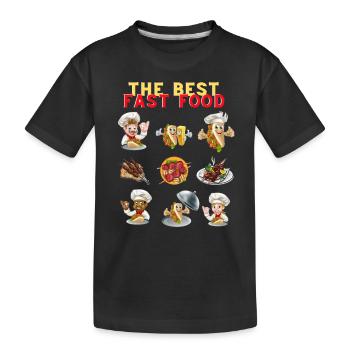 I like Fast Food, Kebeb, Tortilla, Charocal Grill - Kids' Premium Organic T-Shirt - black - Front