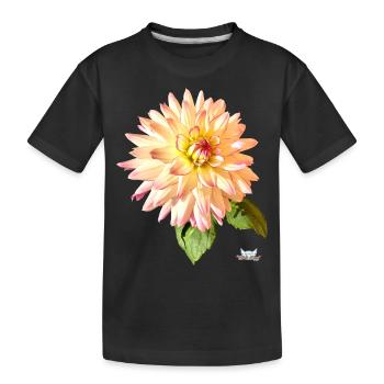 Fleurs de chrysanthèmes blanc jaunâtre avec un bord violet - T-shirt bio Premium Enfant - noir - Devant