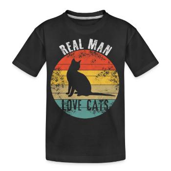 real man love cats - Kinder Premium Bio T-Shirt - Schwarz - Vorne