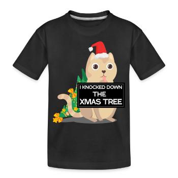 falscher Weihnachtskatzen-Weihnachtsbaum - Kinder Premium Bio T-Shirt - Schwarz - Vorne