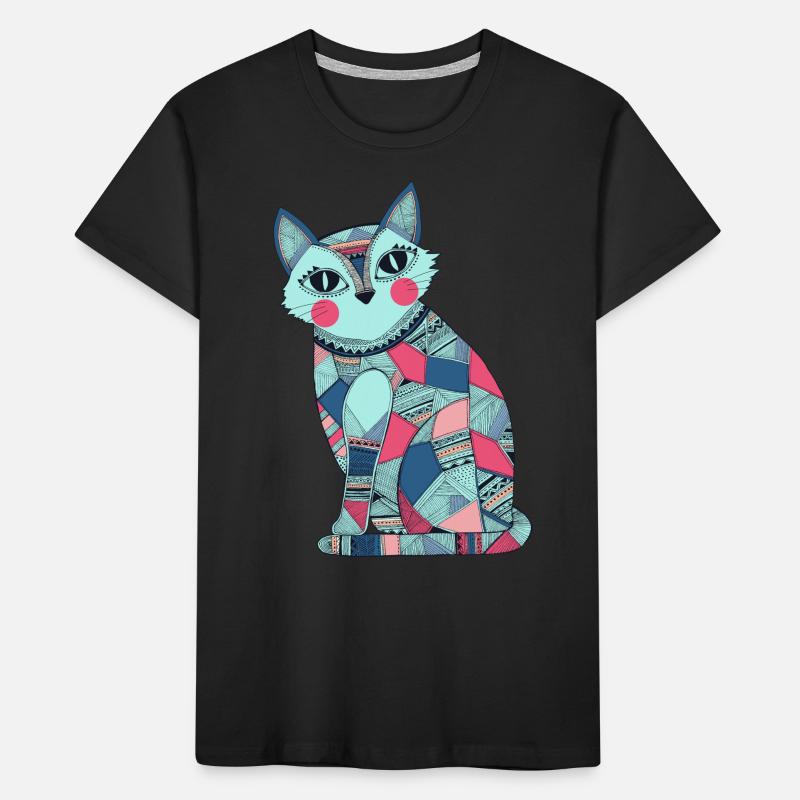 Patchwork Katze Kinder Premium Bio T-Shirt
