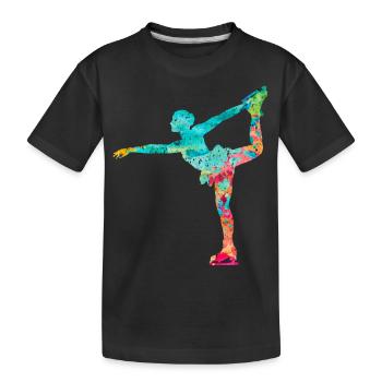Eiskunstlauf PopArt - Kinder Premium Bio T-Shirt - Schwarz - Vorne