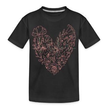 flower heartbeat - Kinder Premium Bio T-Shirt - Schwarz - Vorne
