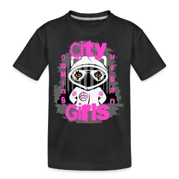 Stadt Gameing Girl - Kinder Premium Bio T-Shirt - Schwarz - Vorne