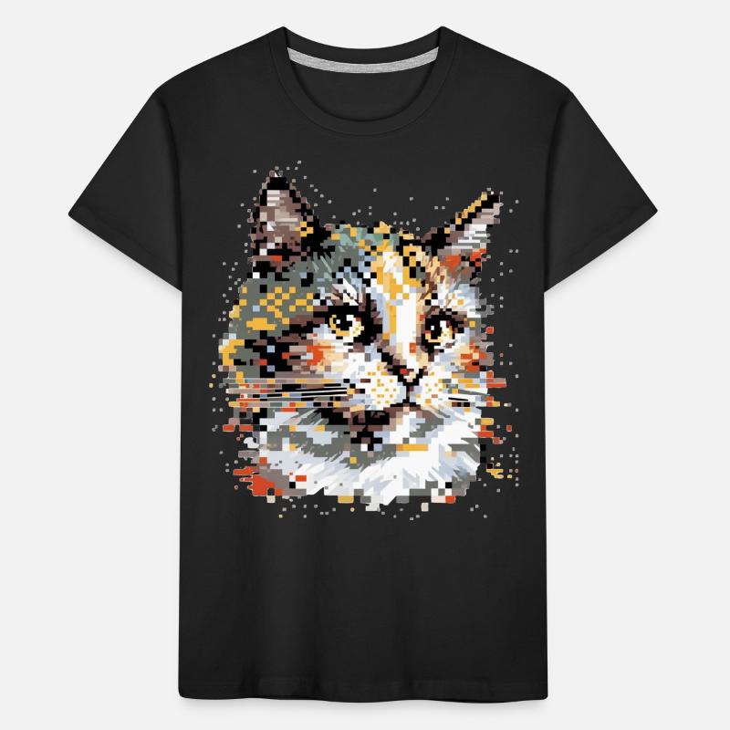Chat Pixel Art T-shirt bio Premium Enfant